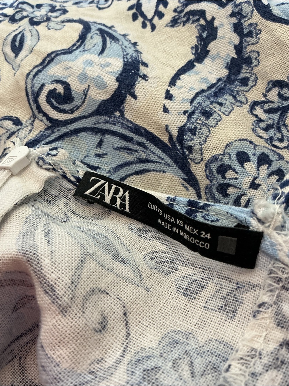 Zara White and Blue Paisley Maxi Dress with Smocked Bodice - Picture 10 of 10